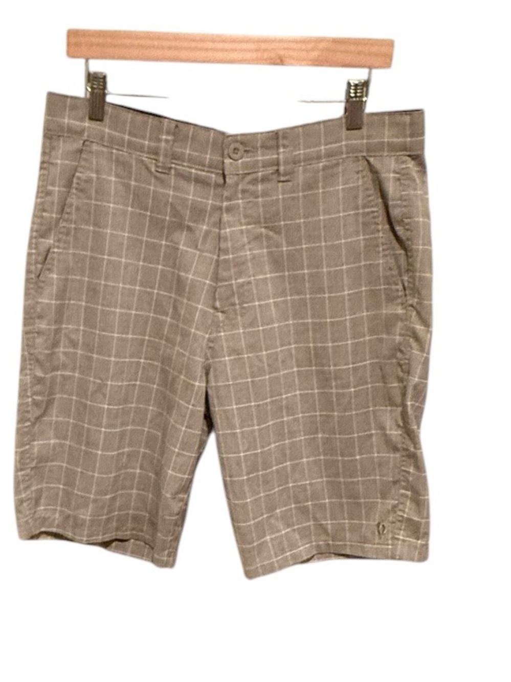 Hang Ten Men’s Tan Plaid Flat-Front Shorts